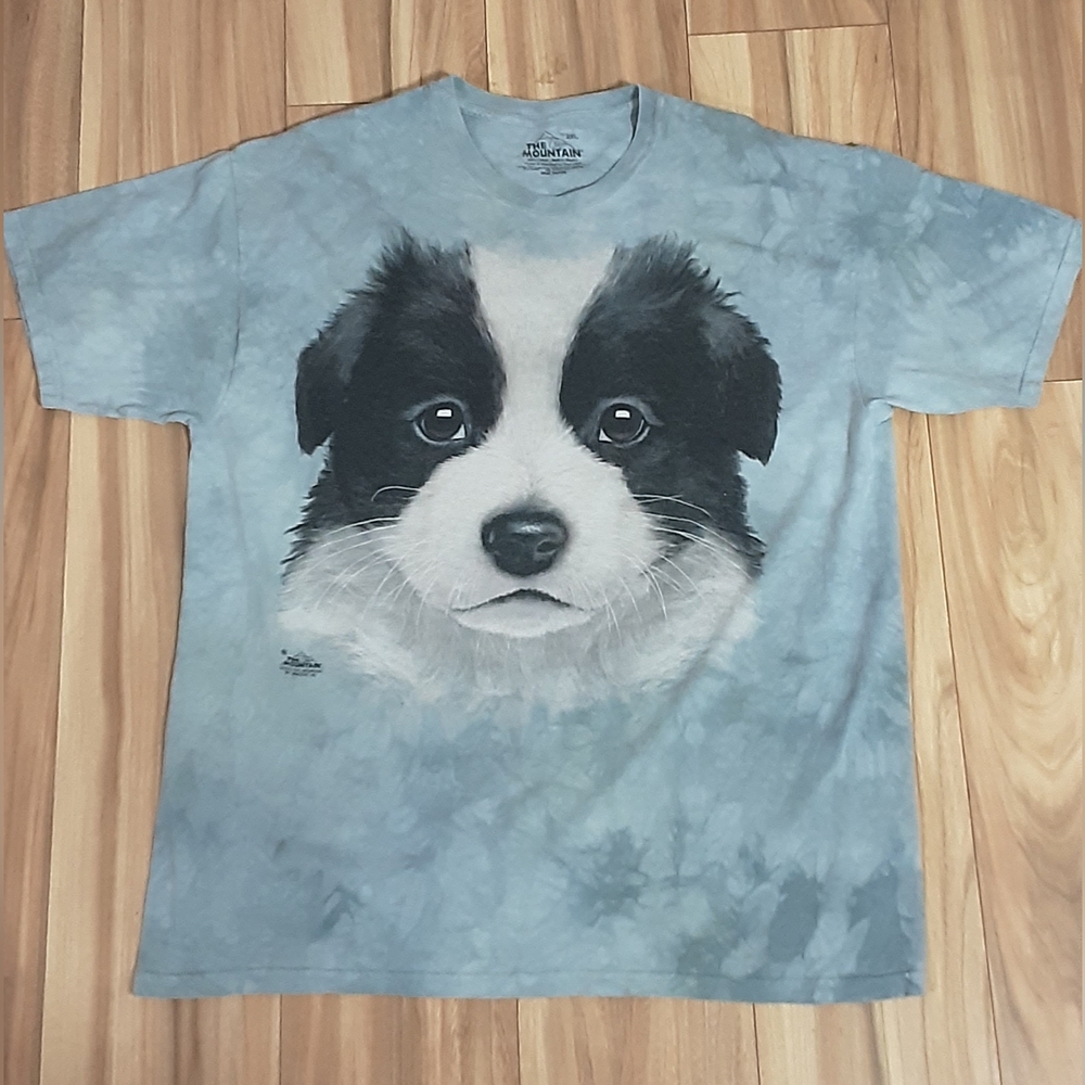 The Mountain Vintage Novelty Blue Dog Portrait Short Sleeve Tee Sz 2XL.